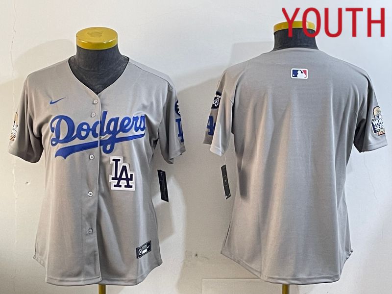 Youth Los Angeles Dodgers Blank Grey Game 2024 Nike MLB Jersey style 12058